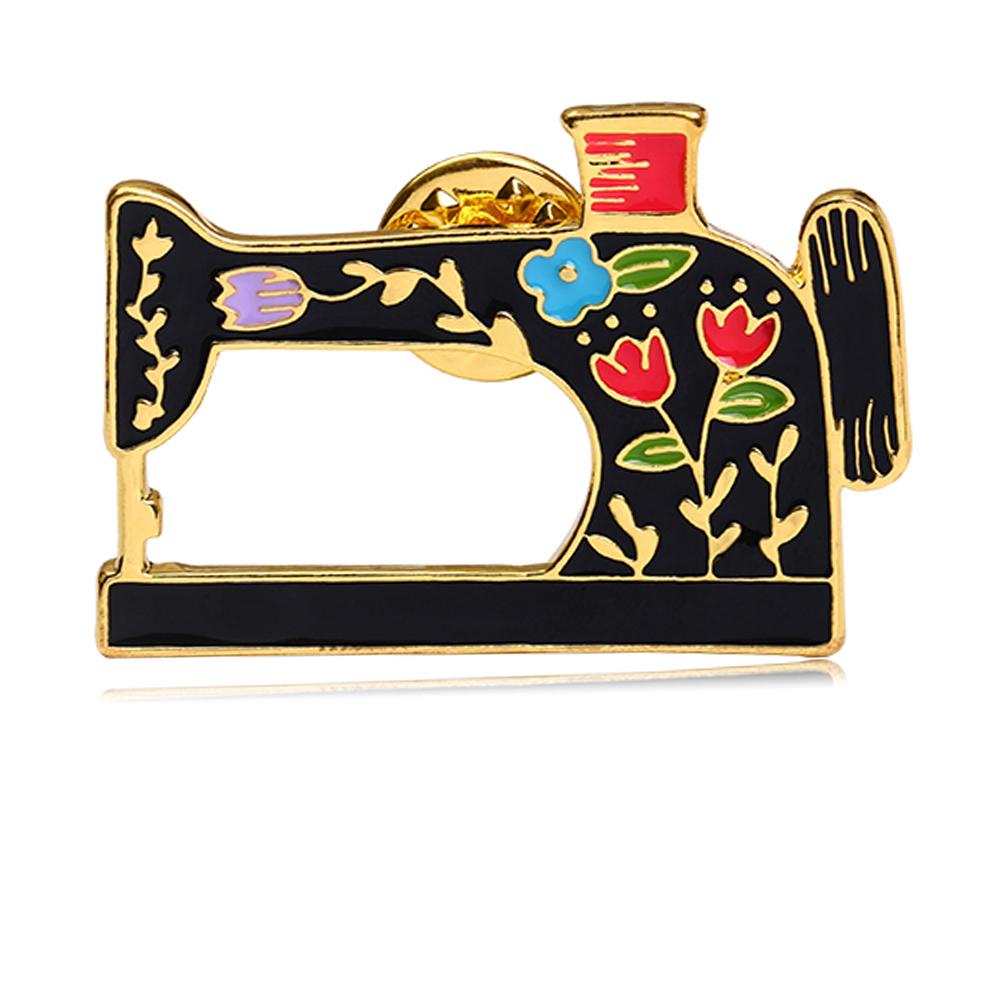

Vintage Sewing Machine Enamel Brooches Pretty Flower Pattern Pins For Women Girls Jewelry Gift