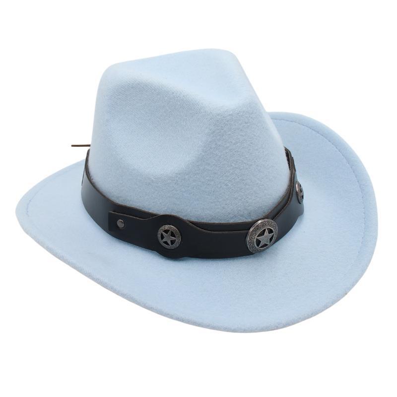 Western Cowboy Top Hat British Retro Jazz Hat Pentagram Badge Felt Hat Trend