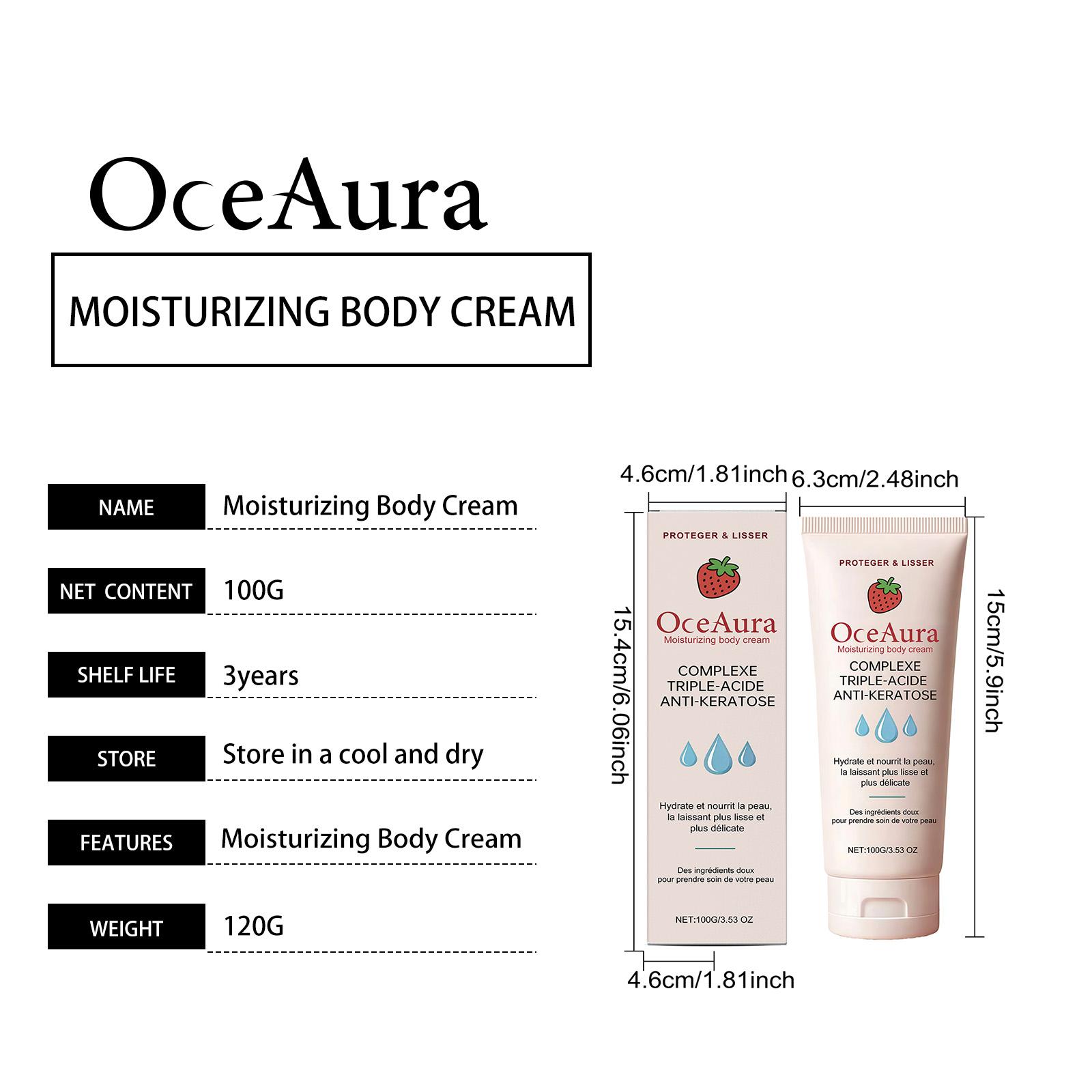 

Увлажняющий крем для тела, Нежный и легкий увлажнитель, Нежирный, быстро впитывающийся, Глубоко питающий для сухой кожи осенью и зимой 100g