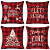 Christmas Linen Cushion Holiday Festive Cushion Office Car Lumbar Pad New Year Creative Gift