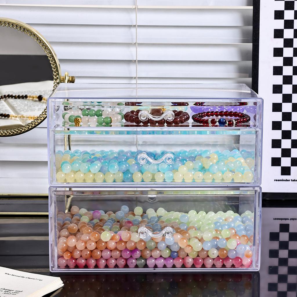 1pc Desktop Transparent Stackable Acrylic Bead Storage Box Drawer Style Bead Bralet Hair Acssory Storage Organizer