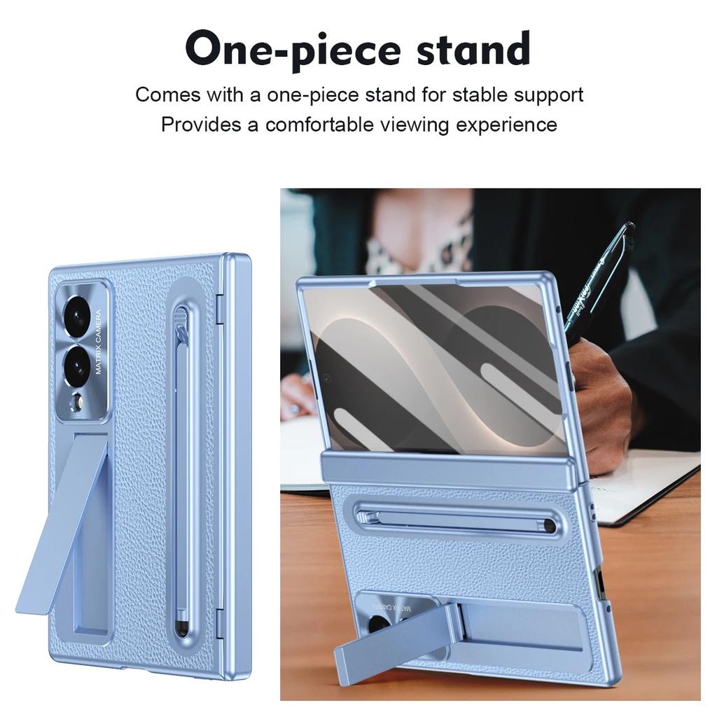 For Samsung Galaxy Z Fold 8 Fold 8 Wide Phone Case with Hidden Stand, Integrated Pen Slot, with High-definition Film