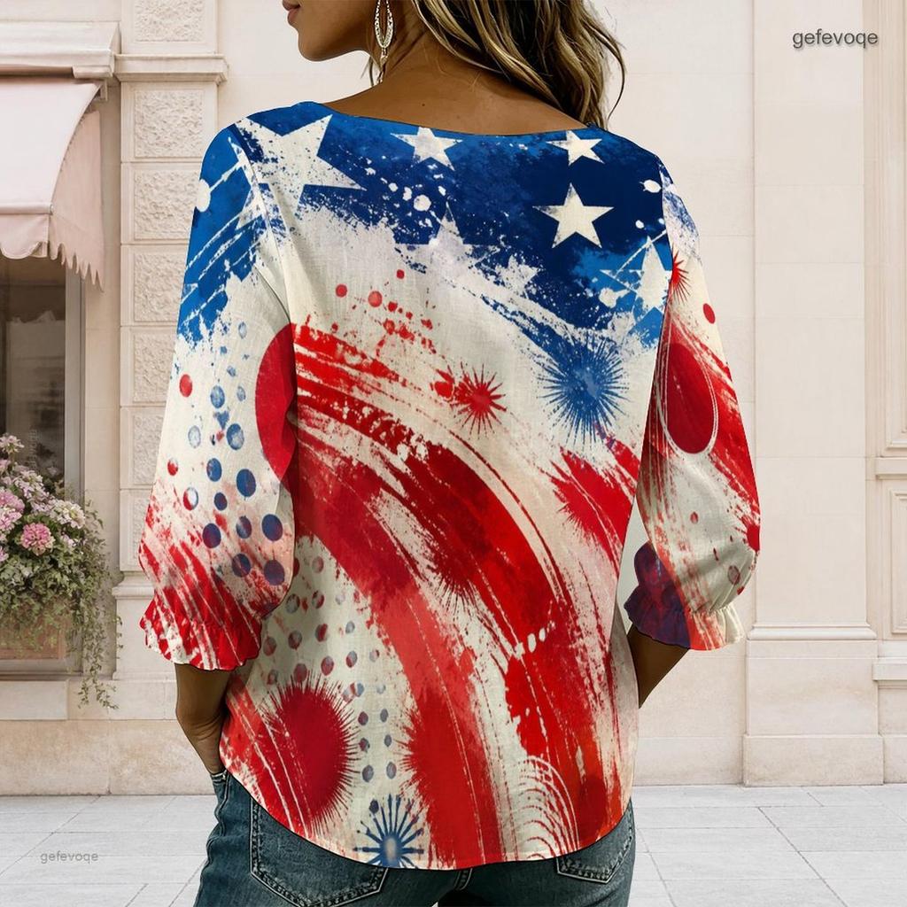 Womens Plus Size Square Neck Long Sleeve Front Button Soft Elegant Loose Versatile Casual Daily Ladies Blouse