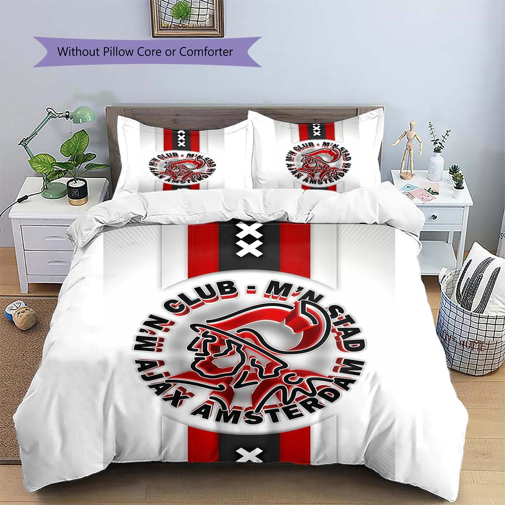 AFC Ajax Pattern Bedding Quilt Set Home Decoration Gift (1 * Duvet Cover + 2 * Pillowcase Without Core)