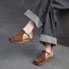 Johnature Genuine Leather Mixed Colors Sandals Round Toe Hollow Retro Style Women's Shoes