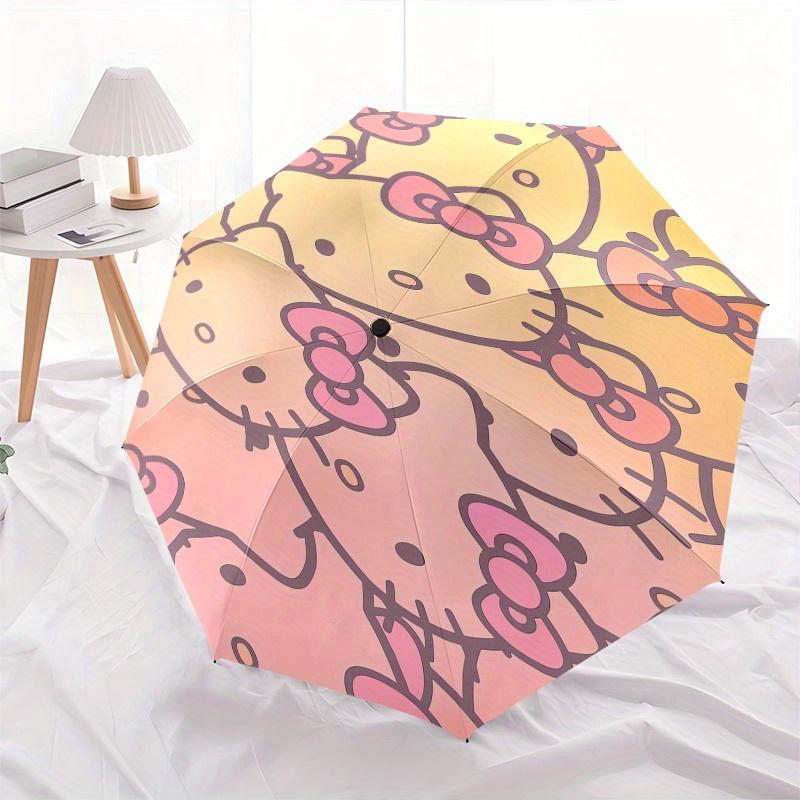 1pc Hello Kitty,Pastel Automatic Umbrella-Foldable, Durable 8-Bone Design, Compact and Stylish, Great for Camping, Halloween, Christmas, Mot