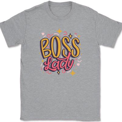 T-shirt Boss Lady Zabawny Humor The Office Prezent Żart Nowość Tekst Graficzny