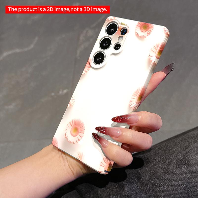 2DFlat Samsung phone case Pink Daisy Floral Design Applicable to Galaxy S23 S24 S25ULTRA S26 A12 A14 A15 A16 A54 A55