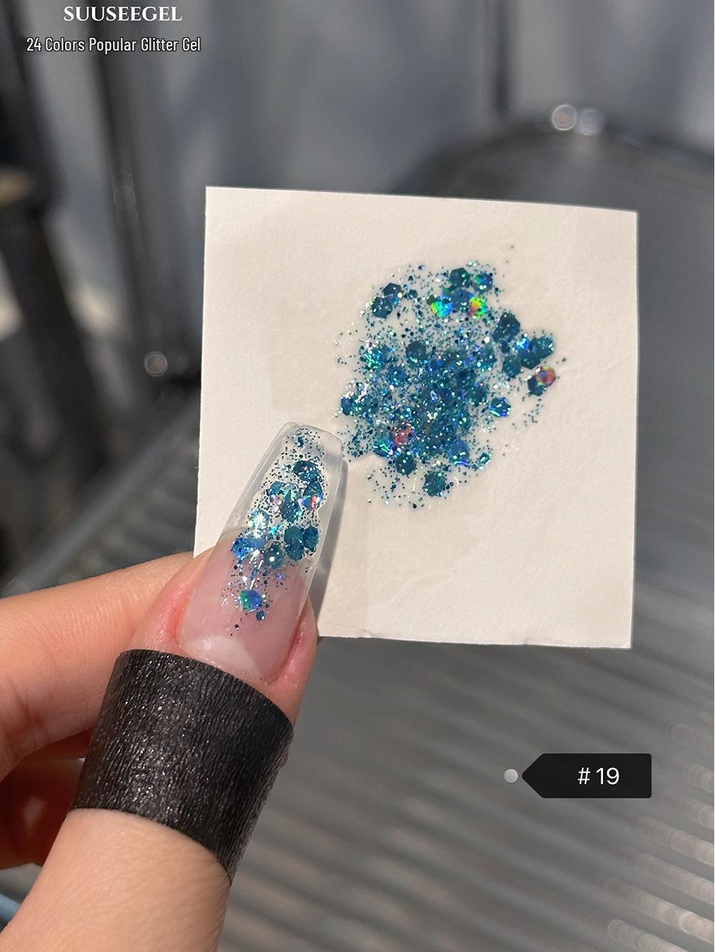 

24-Color Glitter Cat Eye Gel Nail Polish Set with Glass Beads and Ceramic Mirror Finish