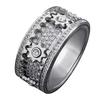 Rotating Diamond-Studded Star Gear Ring for Men and Women - Couple's Full Diamond Pinky Ring