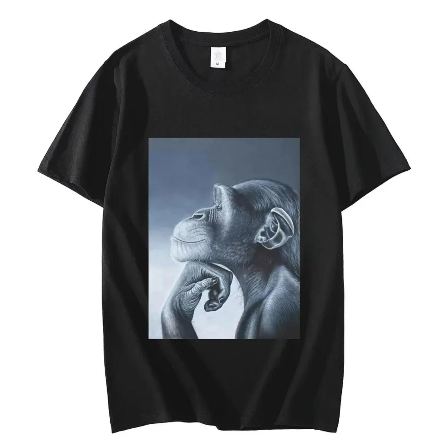 

Funny Rage Bait Monkey Meme T-shirts Fashion Vintage Short Sleeve T-shirt Men Women Clothing Summer High Quality Cotton T Shirts S чёрный