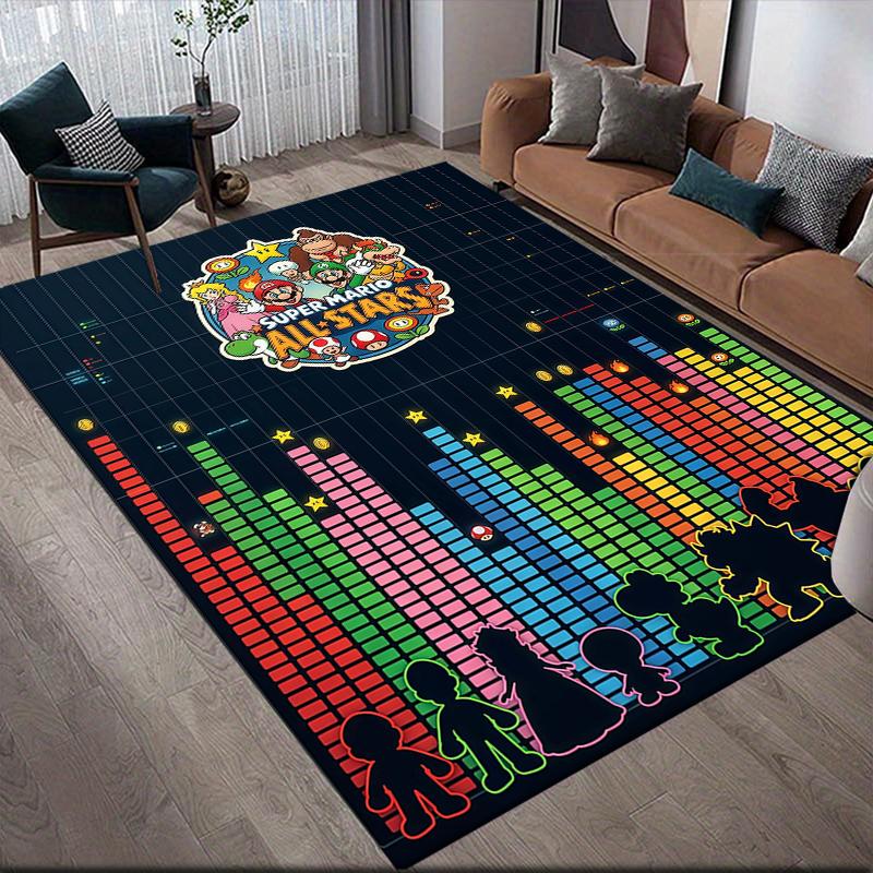 Mario Home Sofa Decoration for Living Room & Bedroom, Non‑Slip Play Flannel Floor Mat for Game Room