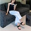 Sheepskin Version~ Thick-soled Heightening Set of Toe Cool Slippers for Women's Summer Wear with Flat-bottomed Casual Beach Sandals
