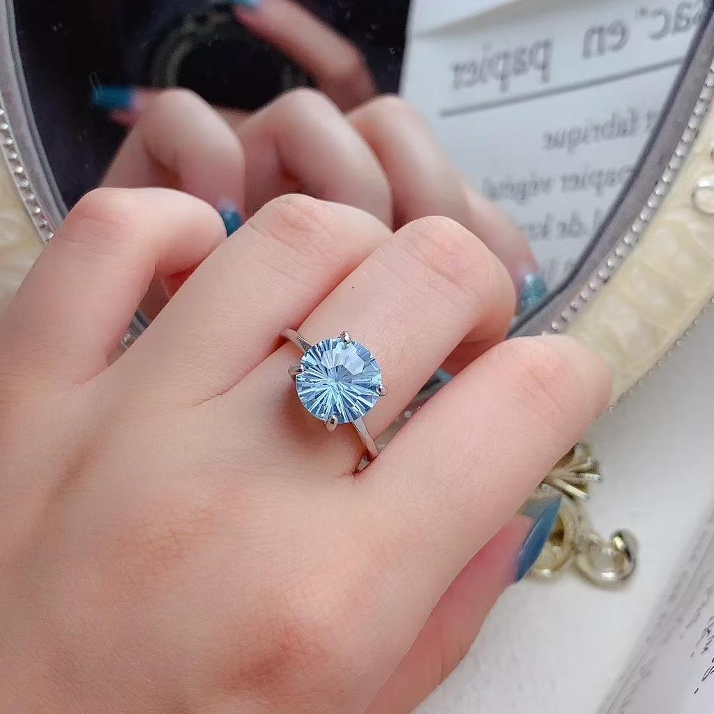 18K Gold Inlaid Amethyst & Citrine Ring, 925 Silver Electroplated, Rose Cut Faceted for Index Finger.