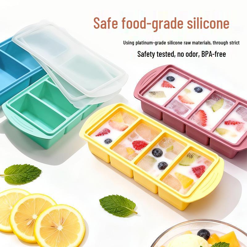 Silicone Ice Cube Tray with Lid - Multi-Compartment, Food-Grade Freezing Mold for Ice & Soup