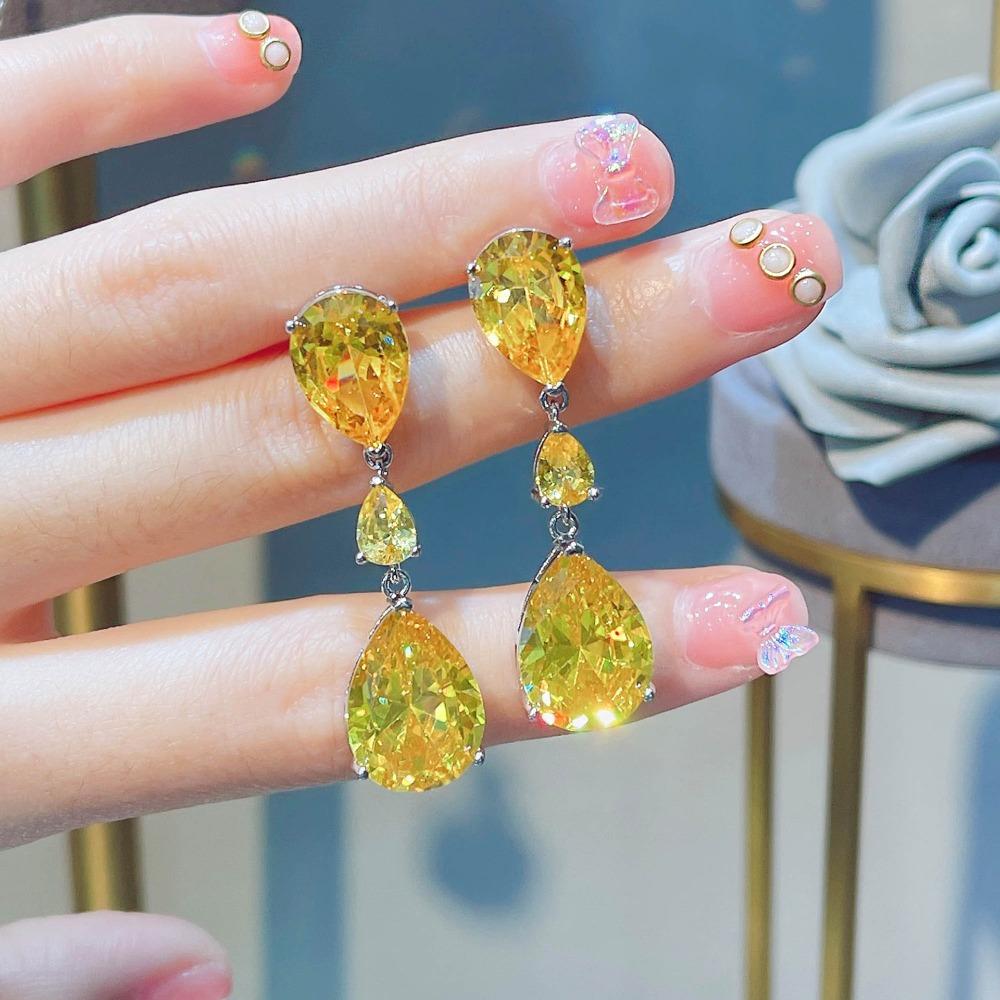Moissanite Drop Earrings for Women Fashionable Colorful Gemstone Dangle Earrings Multi Color Series Jewelry