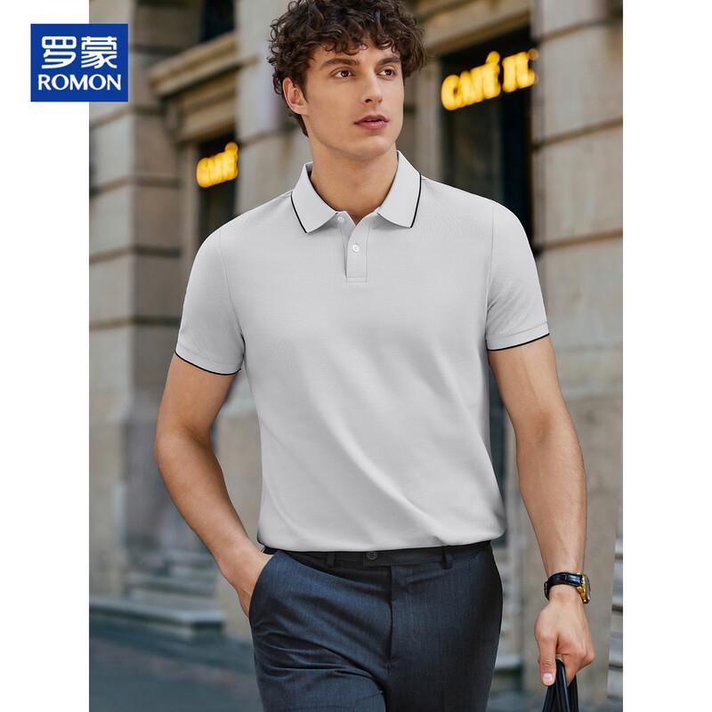 ROMON Men's Mulberry Silk Linen Blend Polo Shirt