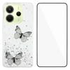 For Xiaomi Redmi Note 14 4G (163.25x76.55x8.16mm) TPU Case WANLONFENG AW Series PVC Butterfly Epoxy Phone Cover with HD Film
