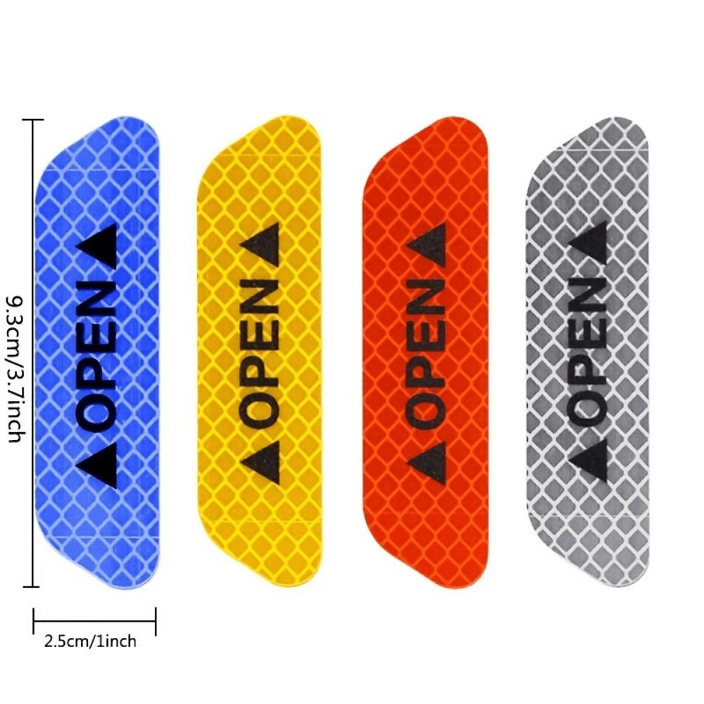 4PCS Car Door Reflective Warning Stickers: Increase Visibility & Safety with Easy-to-Apply Decals