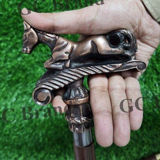Solid Brass Horse Head Handle Victorian Handmade Wooden Walking Stick Cane Gift
