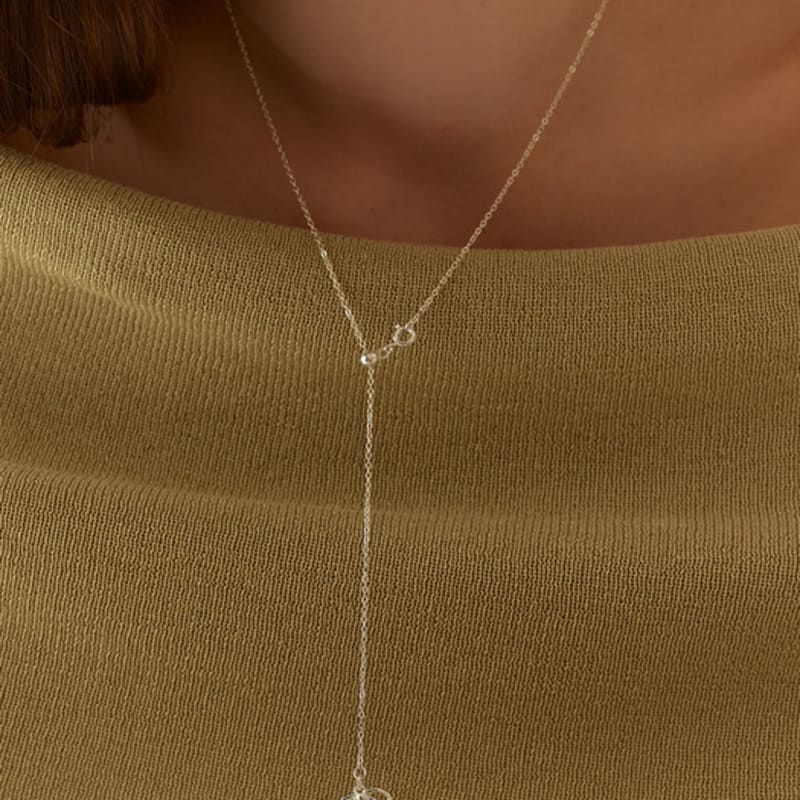 

Lewe [6mm+10mm Pearl Earrings Free] [3 Ways to Style] Three Way Ribbon Necklace Silver