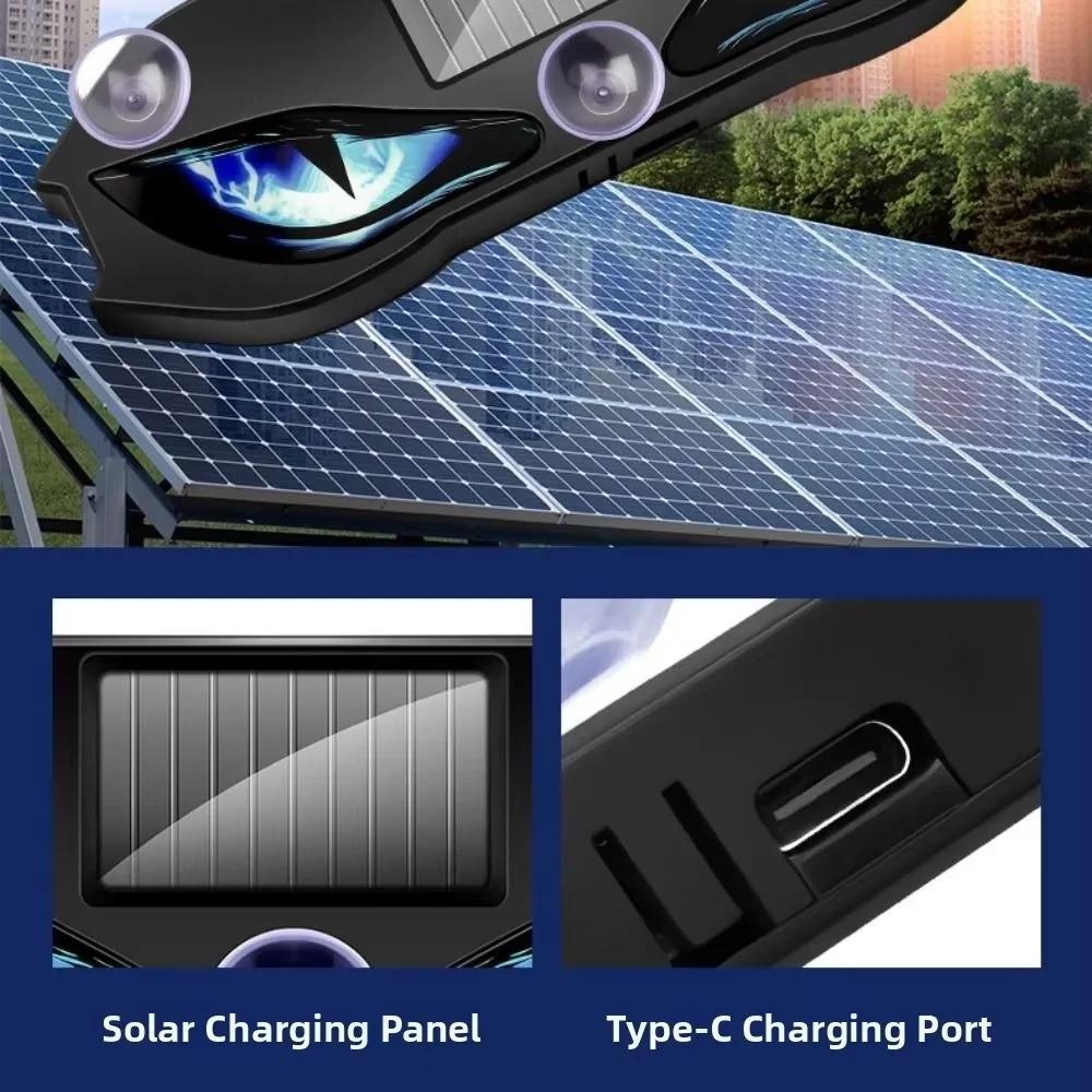 Solar Powered Demon Eye Car Rear Window LED Light, 4 Lighting Modes Breathing Flash, Wireless Suction Cup Car Decor Light Universal for All Vehicles