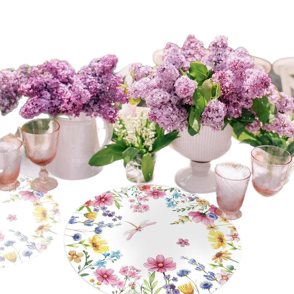 Dragonfly Wildflower Disposable Table Mats for Spring Weddings & Parties