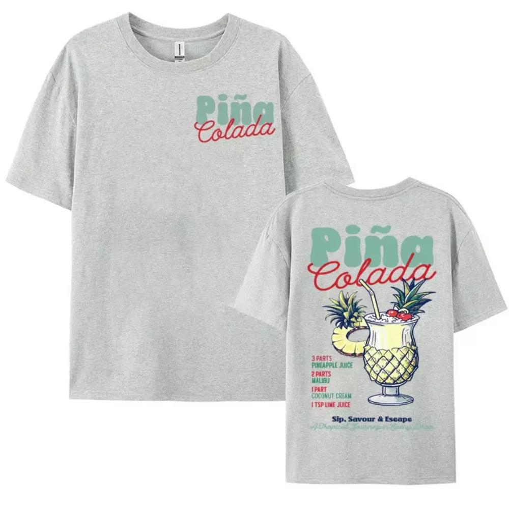 Funny Cocktail Themed Gift Tee Shirts Unisex Unisex Pina Colada Print T Shirt Male Summer Fashion Aesthetic Cozy TShirts Streetwear