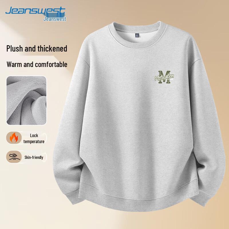 JEANSWEST Herren Fleecegefüttertes Grafik-Sweatshirt mit Rundhalsausschnitt