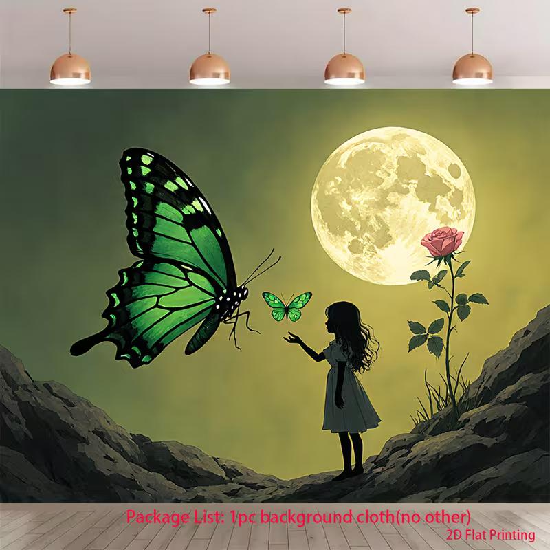 

2D Full Moon Butterfly Fantasy Cosplay Photo Booth Background 47.2x31.5inch/120*80cm
