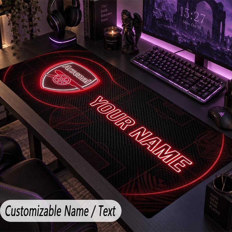 Custom Text Big Mousepad, Extended Desk Pad For Laptop Work GameArsenal FC