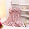 Sexy short backless home nightdress, solid color summer jacquard V-neck suspender skirt simulation silk thin dress women