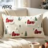 Washable Farmhouse Cushion Shells Christmas Cottage Cover Red Snowy House Pillowcase Decorative Covers Throw Pillow Case for Sofa Couch Home Decor