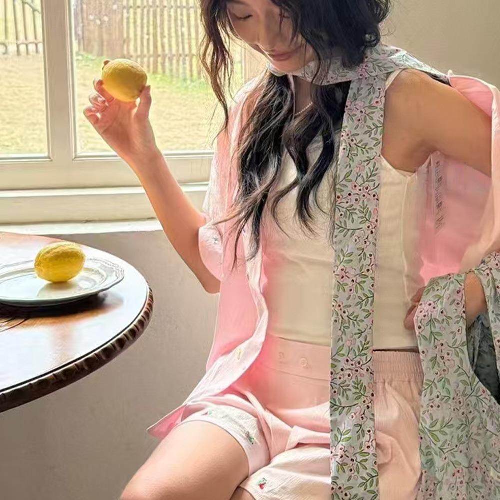 Flower Polka Dot Scarf Ribbon Narrow Long Scarves Sweet Floral Scarf  Outdoor