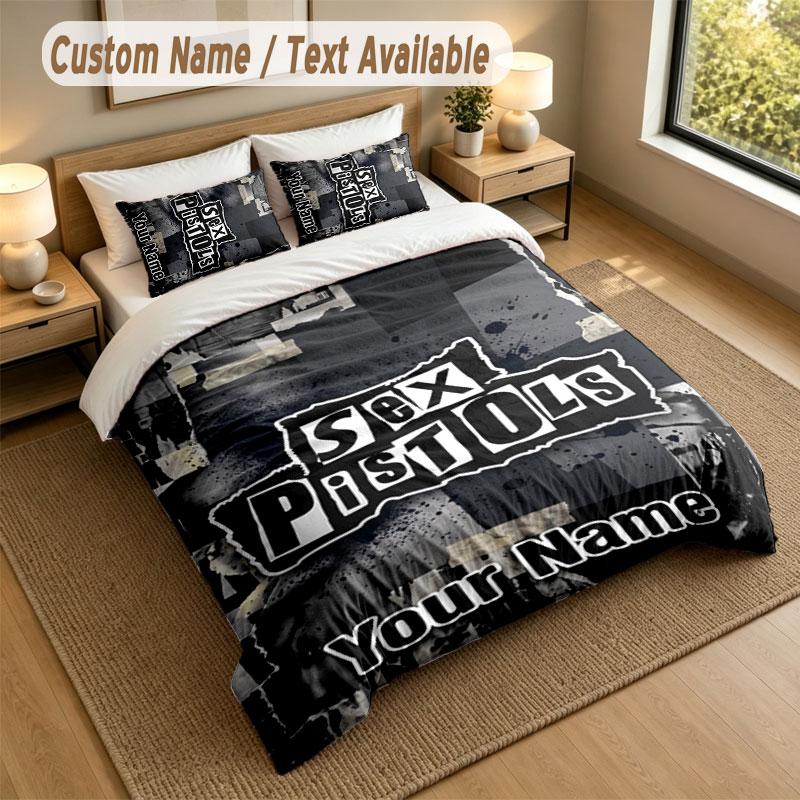 Bedding Set 1 Duvet Cover 2 Pillowcases Sex Pistols Print Soft Bed Linen Bedroom Decor