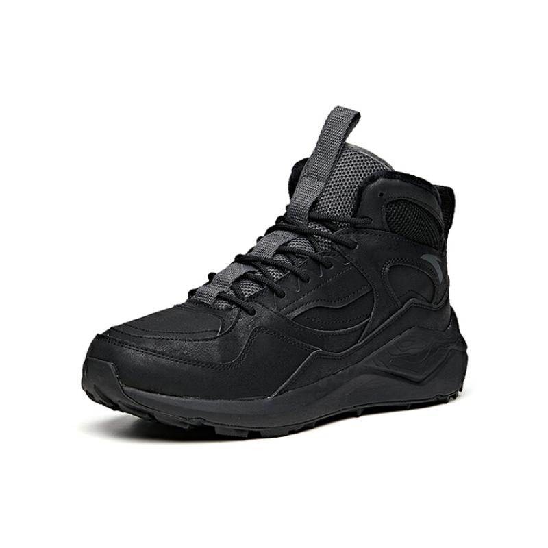 Anta Cushioned Anti-Slip And Wear-Resistant Warm High-Top Casual Shoes Men's Black Sneakers 112048986-2