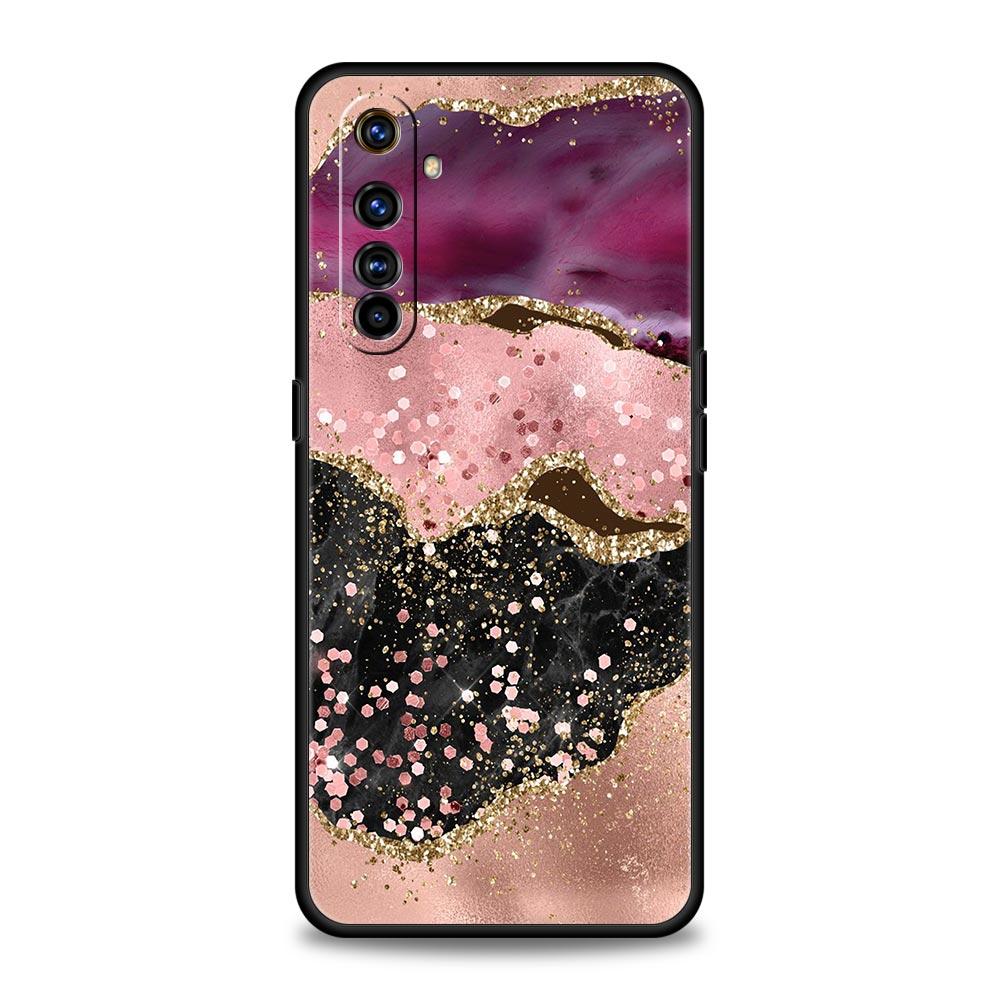 Navy Blue Glitter Agate Marble For Realme GT Neo 2 3 Phone Case Realme 9 8 5G 7 6 GT2 Pro Plus 9i 8i C21Y C3 C11 C25 C35 Cover