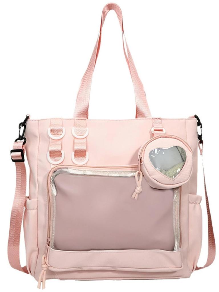 Pain Bag with Sewn Pouch Pink Pain Bag Adult Fan Activity Itaback Itaba Clear Can Badge Storage Pouch Transparent