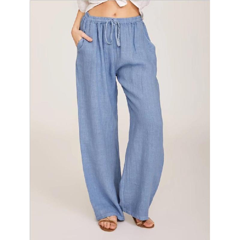2026 New Solid Color Casual Cotton-Linen Pants for Women, Loose Fit, Versatile, with Drawstring
