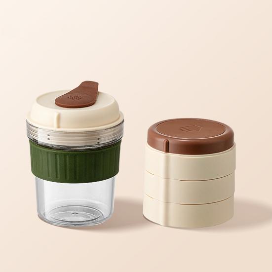 Portable Cold Brew Coffee Maker with 3 Stackable Ice Trays BPA-Free Tritan Infuser Bottle for Iced Tea/Cold