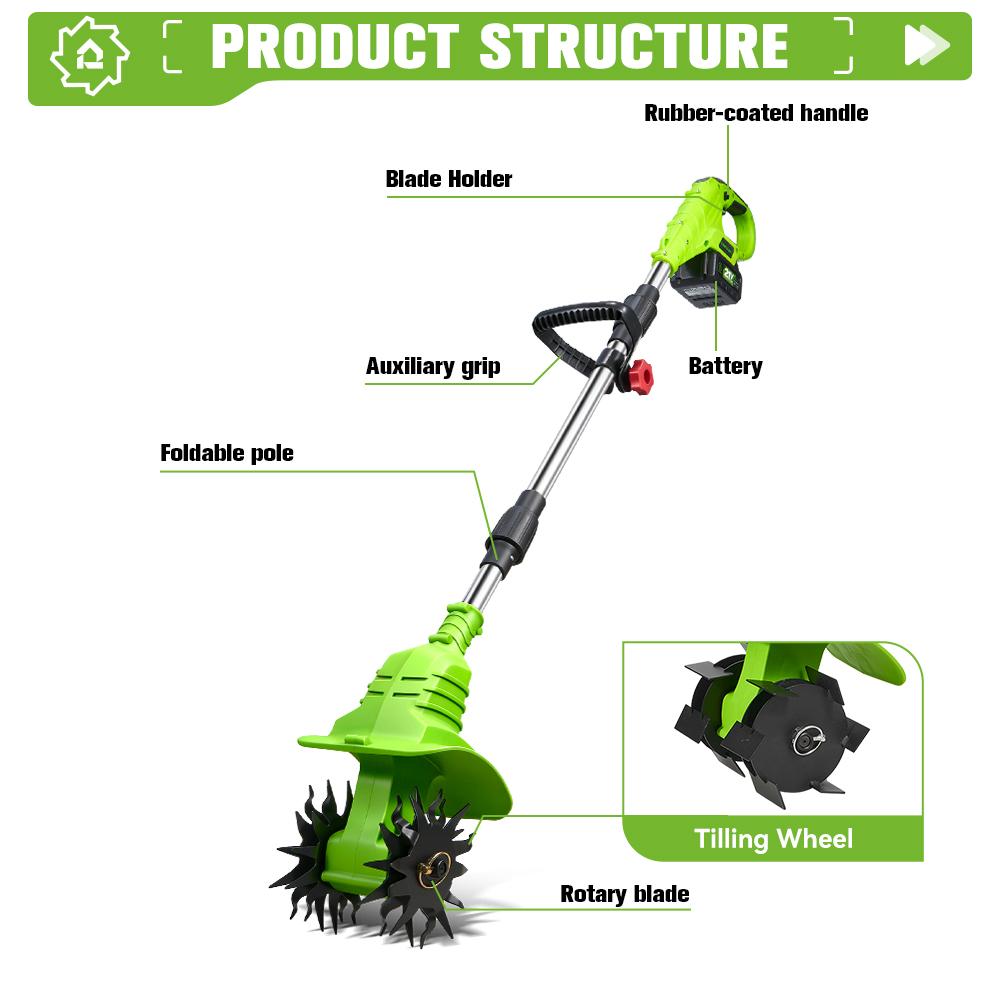 ONEGREEN 2W1 Elektryczny Kultywator Glebogryzarka Kosiarka Rototiller Do Uprawy Gleby Narzędzie Skaryfikujące Do Akumulatora Makita 18V Pin