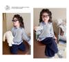 Meng Tang Tang Spring Girls' Color Block Bib Pants & Sweatshirt Set - Baby Korean Style Two-Piece.