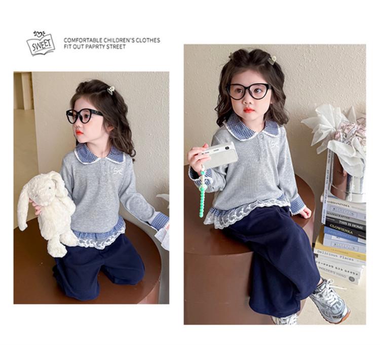 Meng Tang Tang Spring Girls' Color Block Bib Pants & Sweatshirt Set - Baby Korean Style Two-Piece.