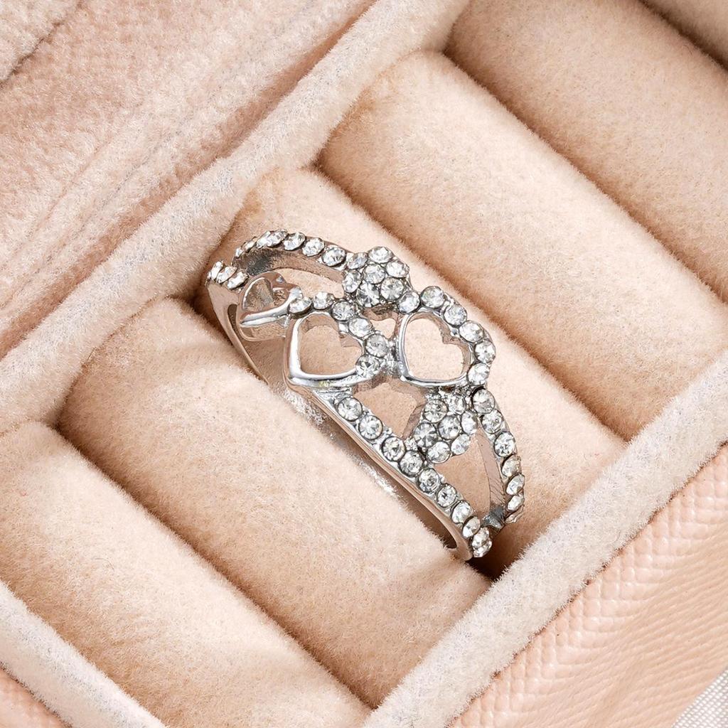 Eleganter Herzschlag-Design Damenring aus Legierung mit Diamanten
