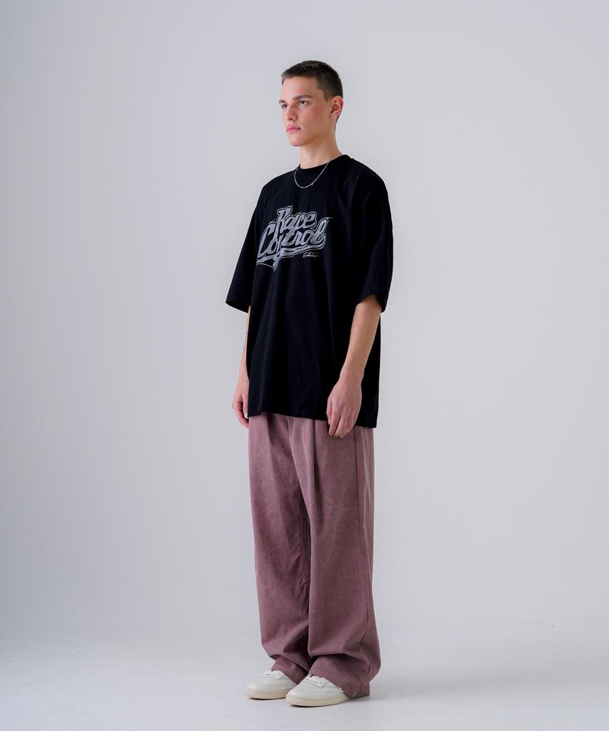 EZKATON Painted Washed Elastic Waist Pants Pink Mmlp6775