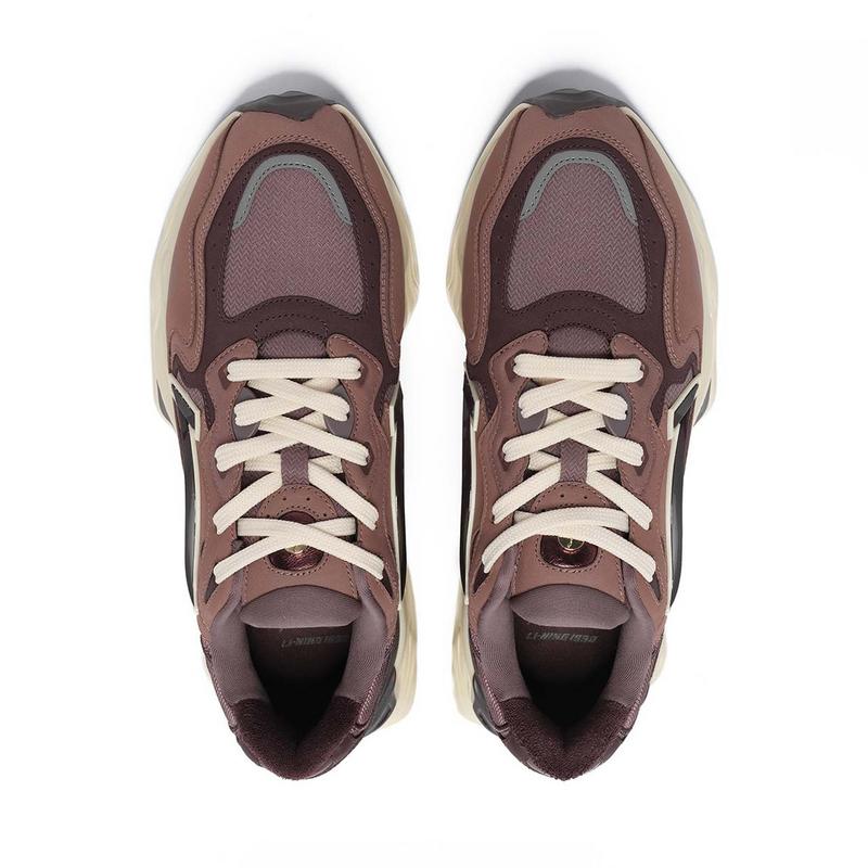 Li-Ning 1990 Lava 2 Shock Absorption Wear-Resistant Low-Top Casual Shoes Women sneaker Brown ALJT046-3