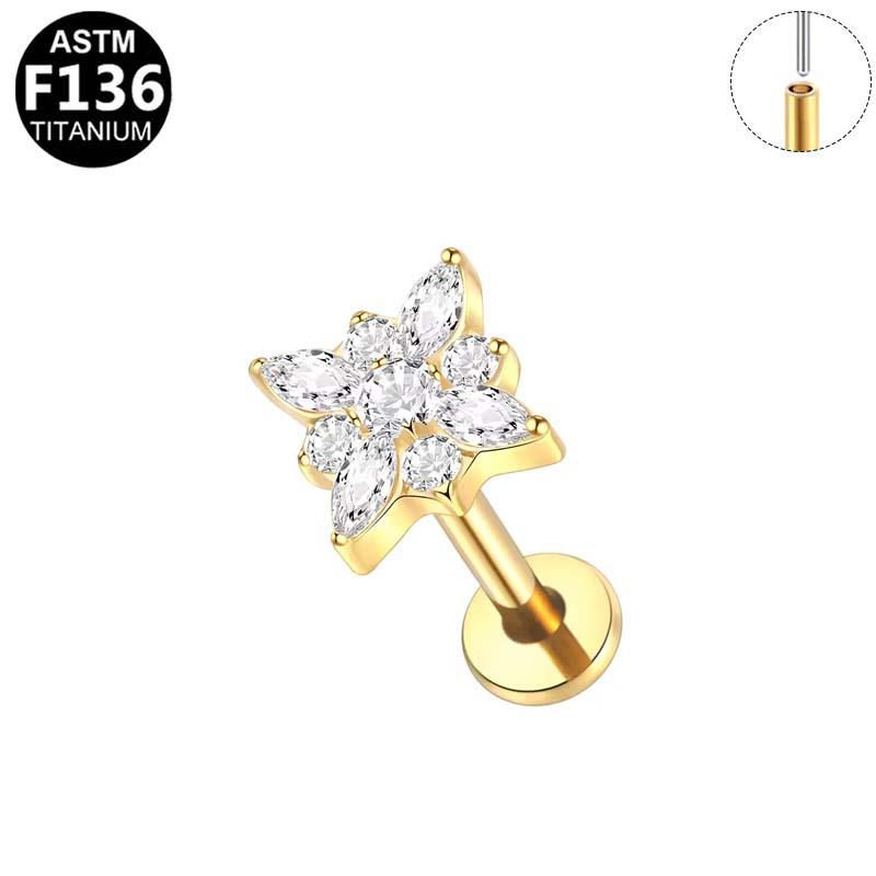 Elegant G23 Titanium Zircon Cartilage & Lip Piercing Stud
