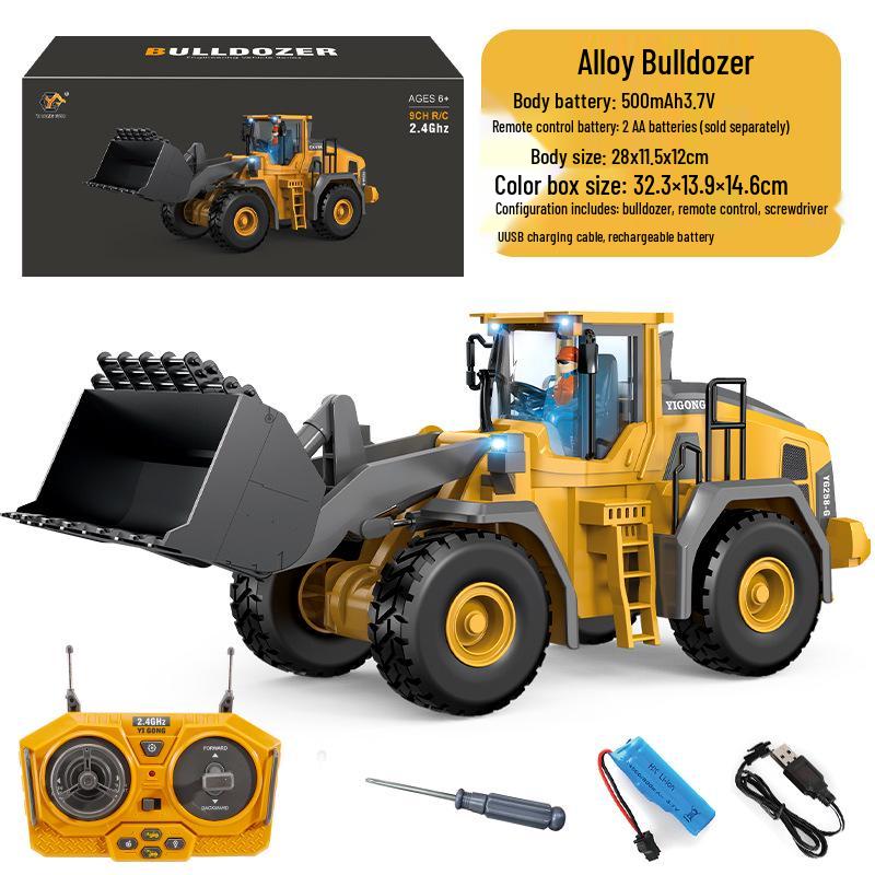 2.4G Remote Control Excavator & Bulldozer Toy - Alloy Construction Vehicle for Kids