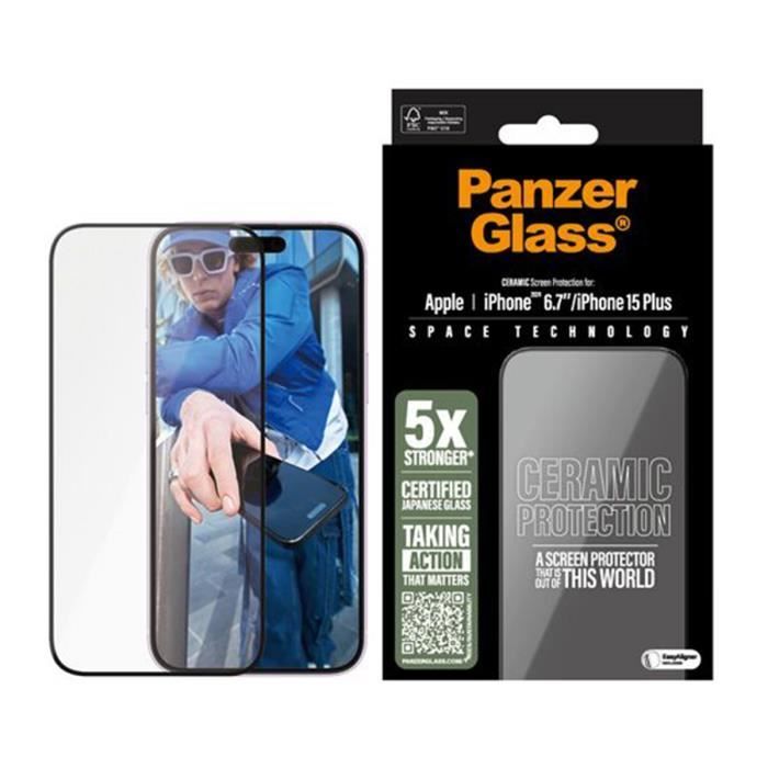 Protection d'Écran - PANZER GLASS - iPhone 16 Plus - Vitrocéramique - Oléophobe - Anti-rayures