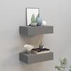 Day and Night - Day and Night Wall Shelves with Drawer 2 Pcs Gray MDF 40x23.5x10 Cm